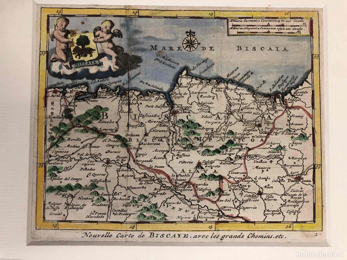 Arte: MAPA NOUVELLE CARTE DE BISCAYE NUEVO MAPA DE VIZCAYA. ALVAREZ DE COLMENAR, 1707