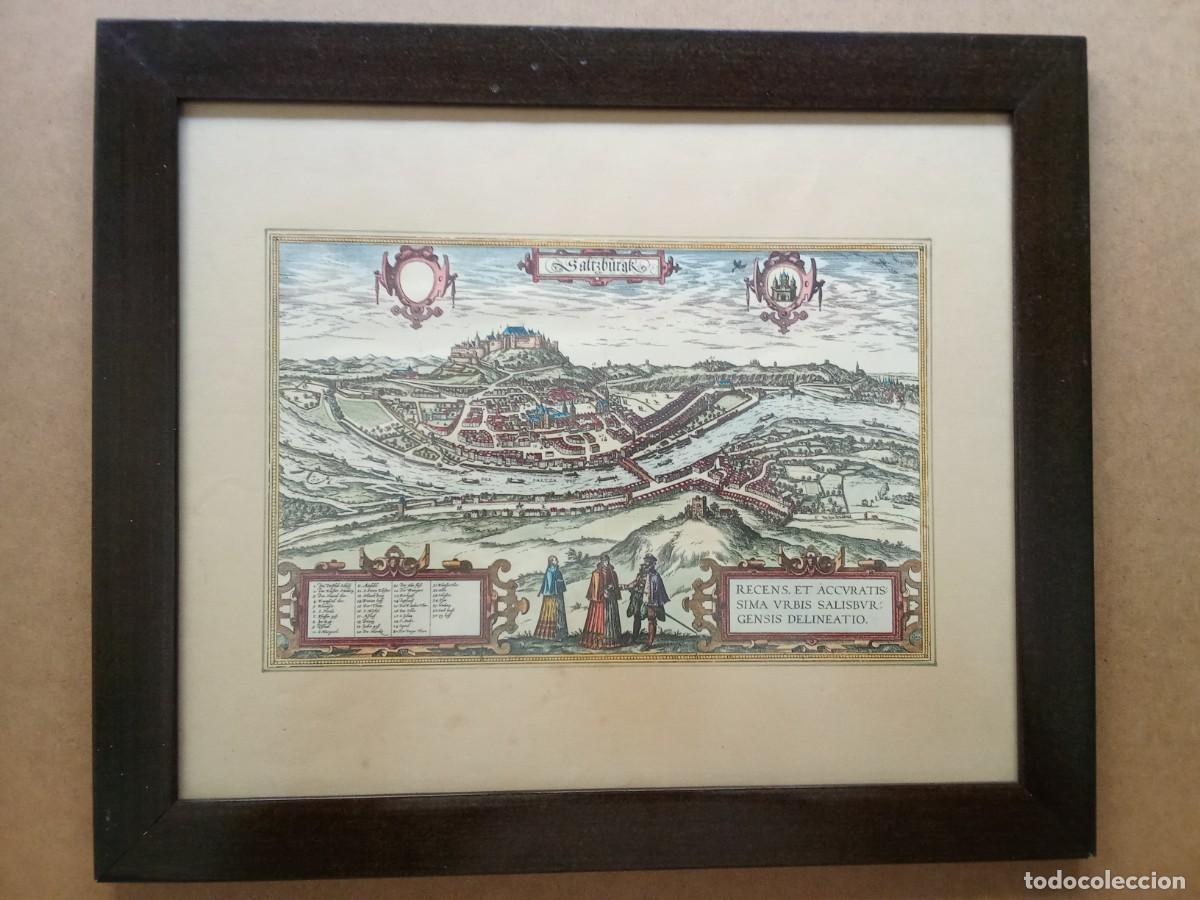 Arte: Reproducci&oacute;n atlas &rdquo;Civitates Orbis Terrarum&rdquo; ciudad de Salzburgo &rdquo;Saltzburgk&rdquo;