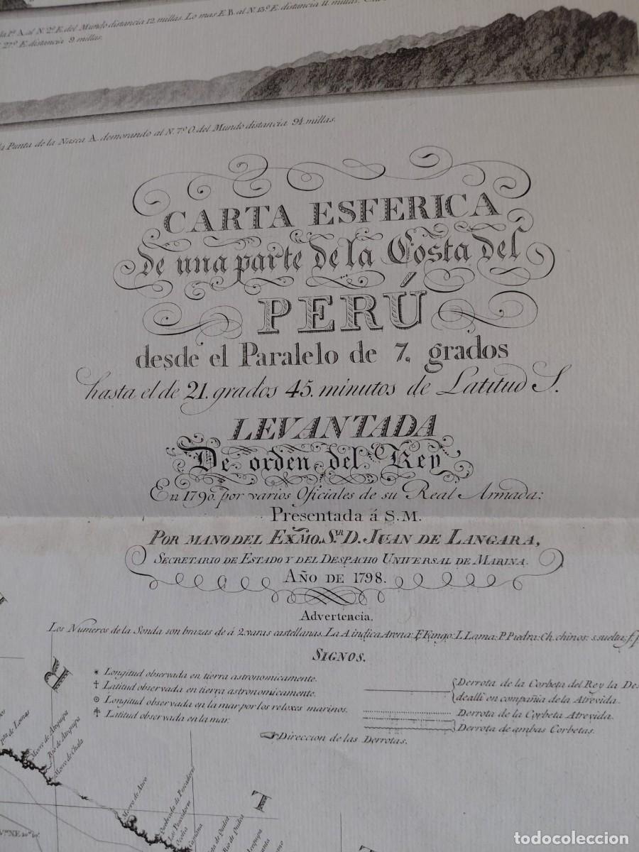 Arte: CARTA ESF&Eacute;RICA DE UNA PARTE DE LA COSTA DEL PER&Uacute; (1798)