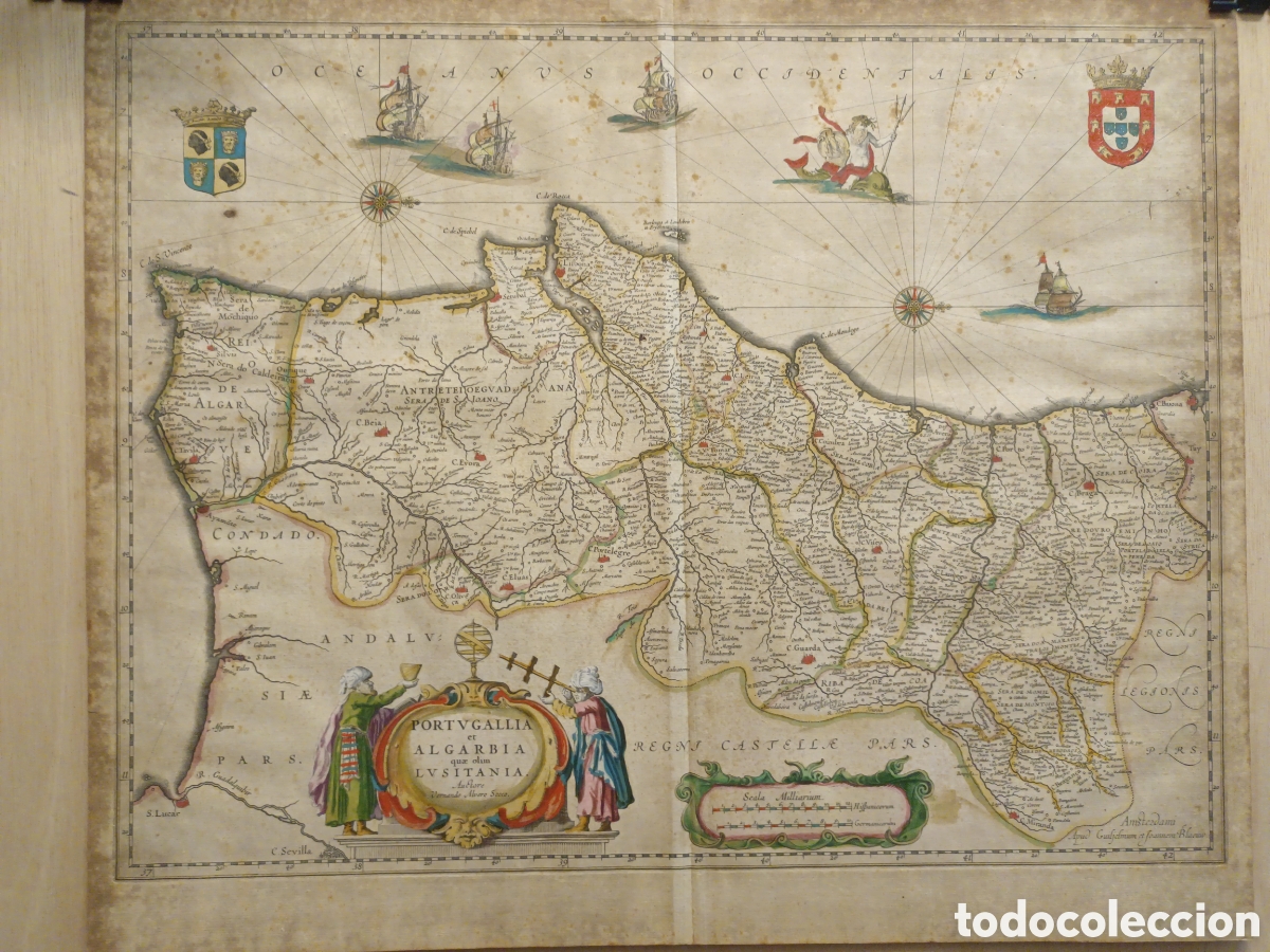 Arte: MAPA ANTIGUO DE PORTUGAL - J. JANSSONIUS - F. ALVARO SECO - (1638-1646) - 44 X 52.50 - IMG. 39 X 50