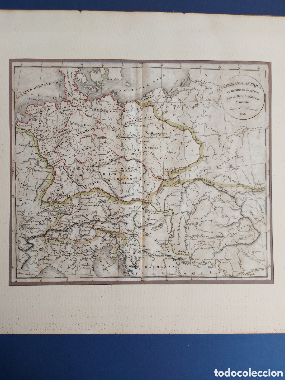 Arte: F&ordm; DELAMARCHE &rdquo;MAPA DE GERMANIA ANTIQUA&rdquo; GRABADO 1833