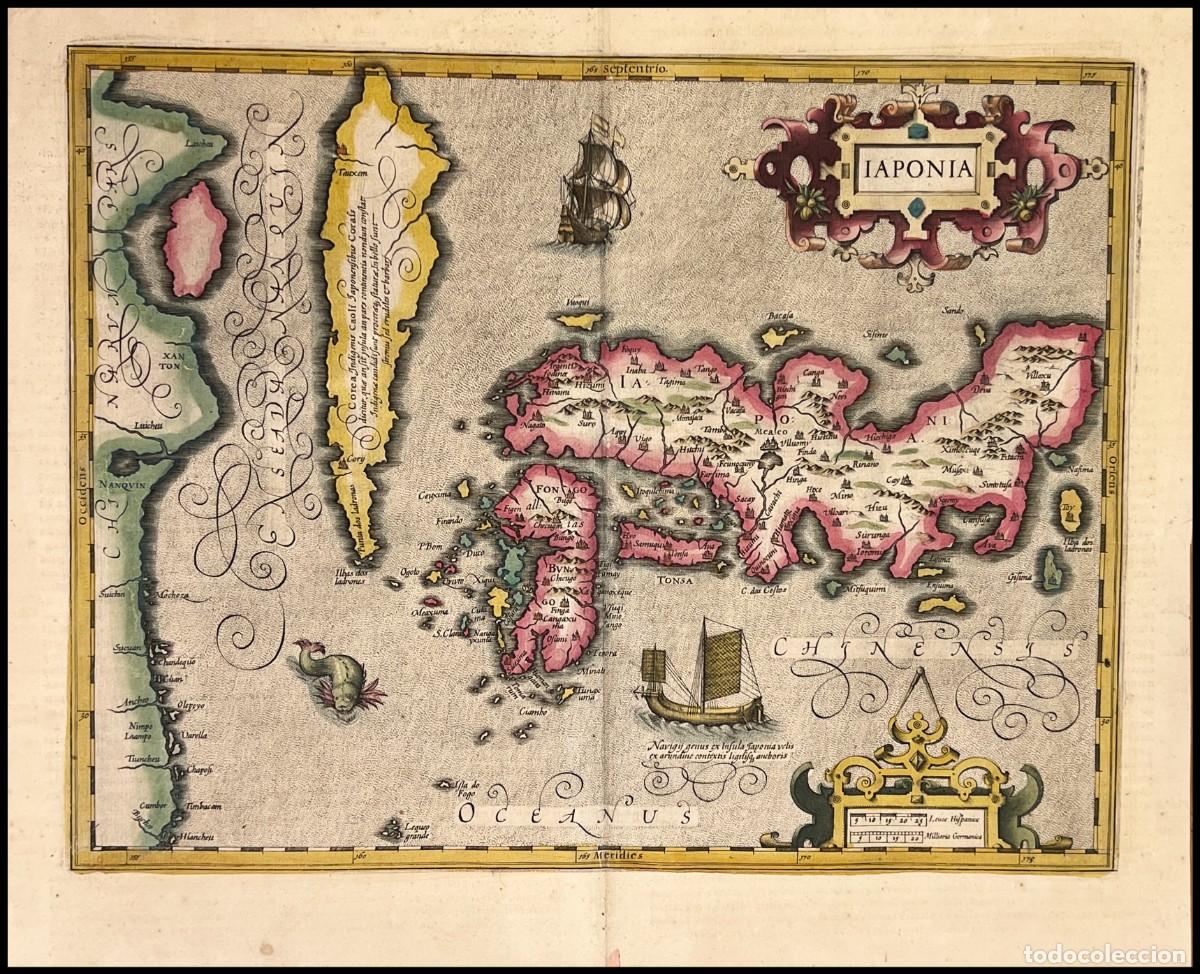 Arte: JODOCUS HONDIUS - MAPA DE JAPON Y COREA - 1613