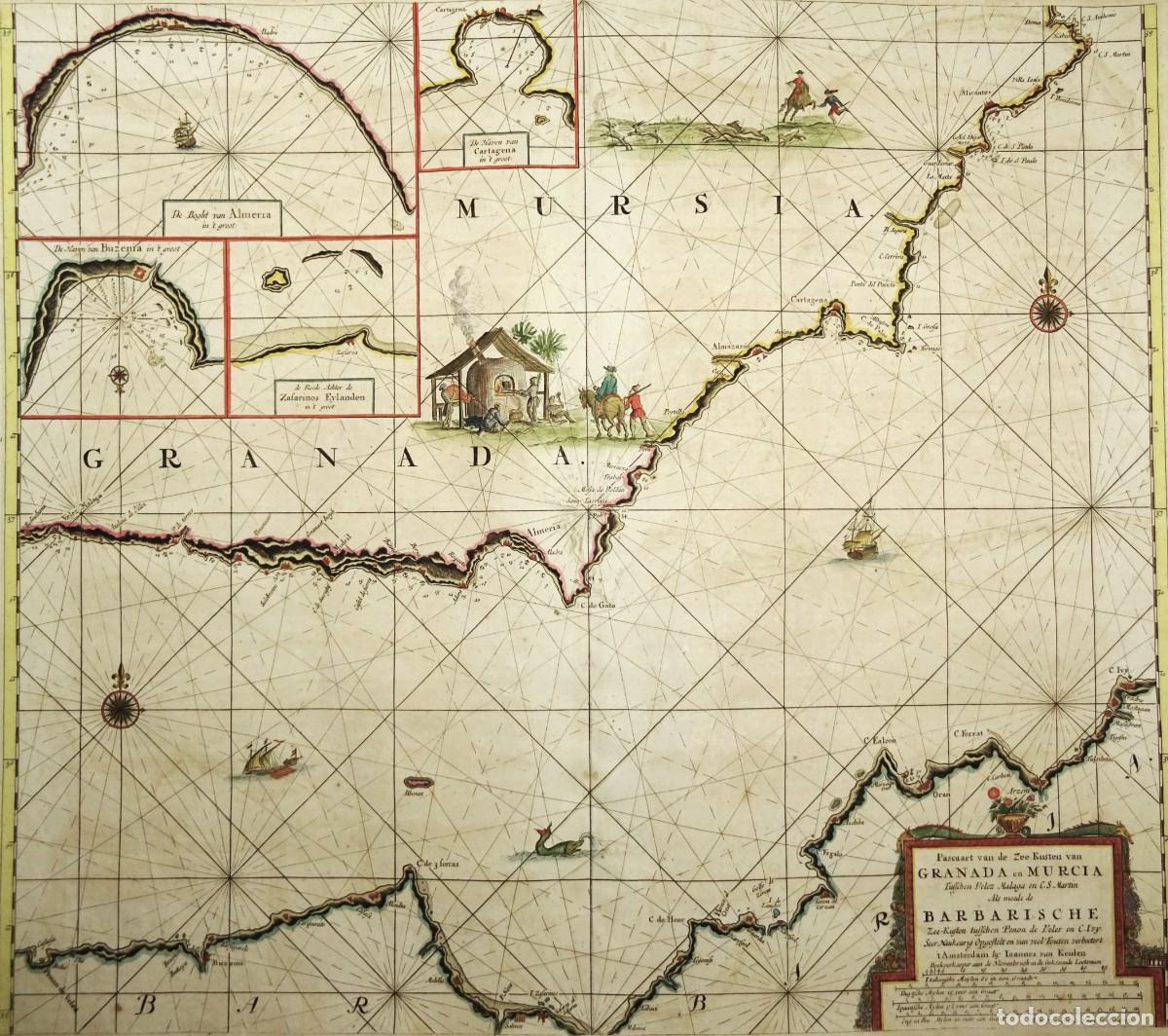 Arte: Granada, Murcia, Alicante, Cartagena, Almer&iacute;a Maruecos... J. van Keulen, 1734, Pascaart van de Zee K
