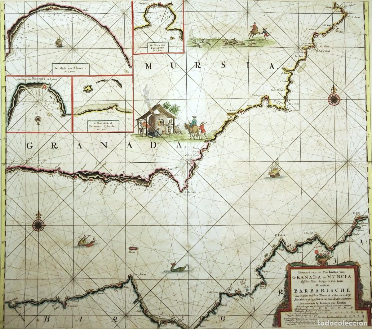 Arte: Granada, Murcia, Alicante, Cartagena, Almer&iacute;a Maruecos... J. van Keulen, 1734, Pascaart van de Zee K