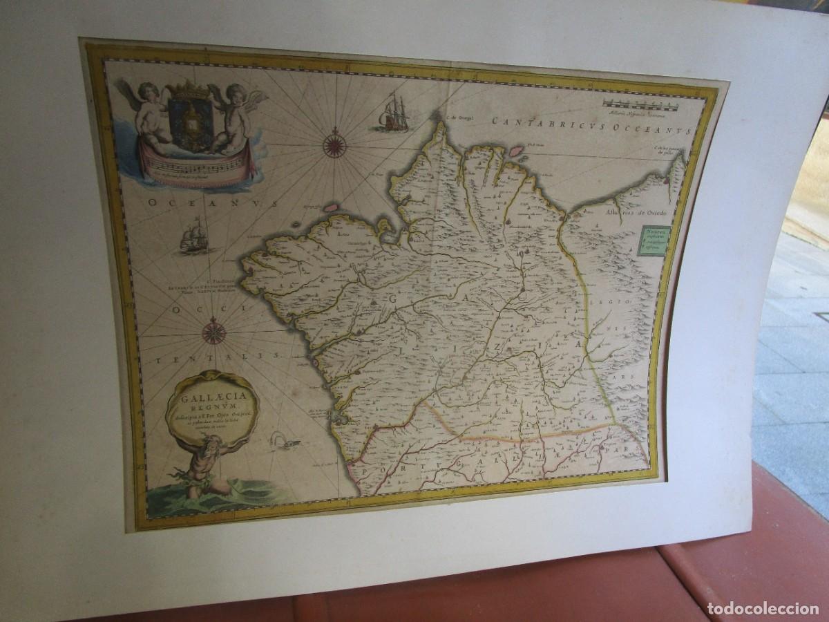 Arte: MAPA ANTIGUO GRABADO COBRE REINO DE GALICIA. 1635. ORIGINAL. RARO DEL XVII. BLAEU. GALLAECIA REGNUM