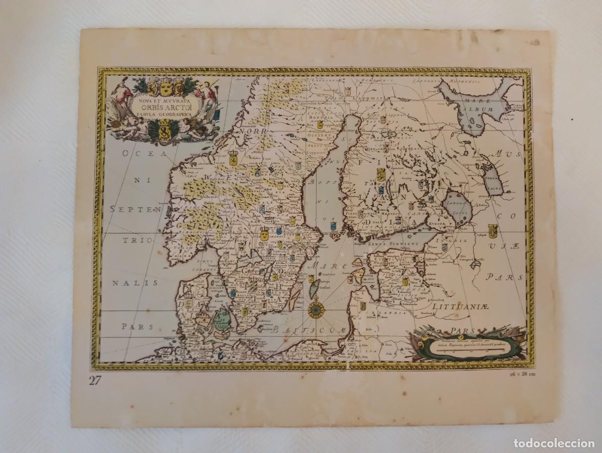 Arte: Mapa antiguo titulado nova et accurata Orbis arctoi tabvla geocrapica.