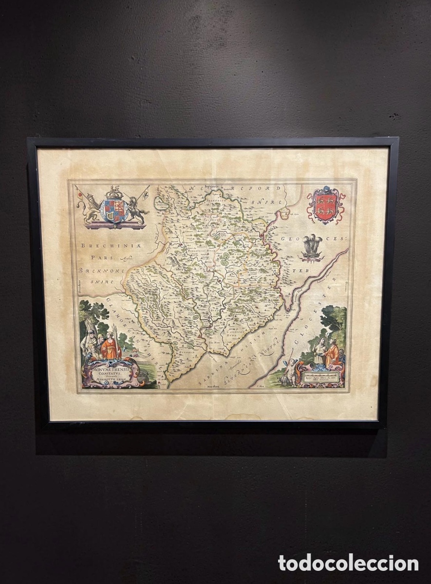 Arte: MAPA SIGLO XVII DE LA REGI&Oacute;N DE BRECONSHIRE Y HEREFORDESHIRE