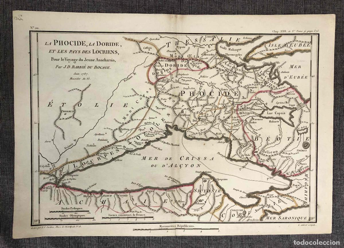 Arte: MAPA LA PHOCIDE, LA DORIDE, ET LES PAYS DES LOCRIENS POUR LE VOYAGE DU JEUNE ANACHARSIS 1787