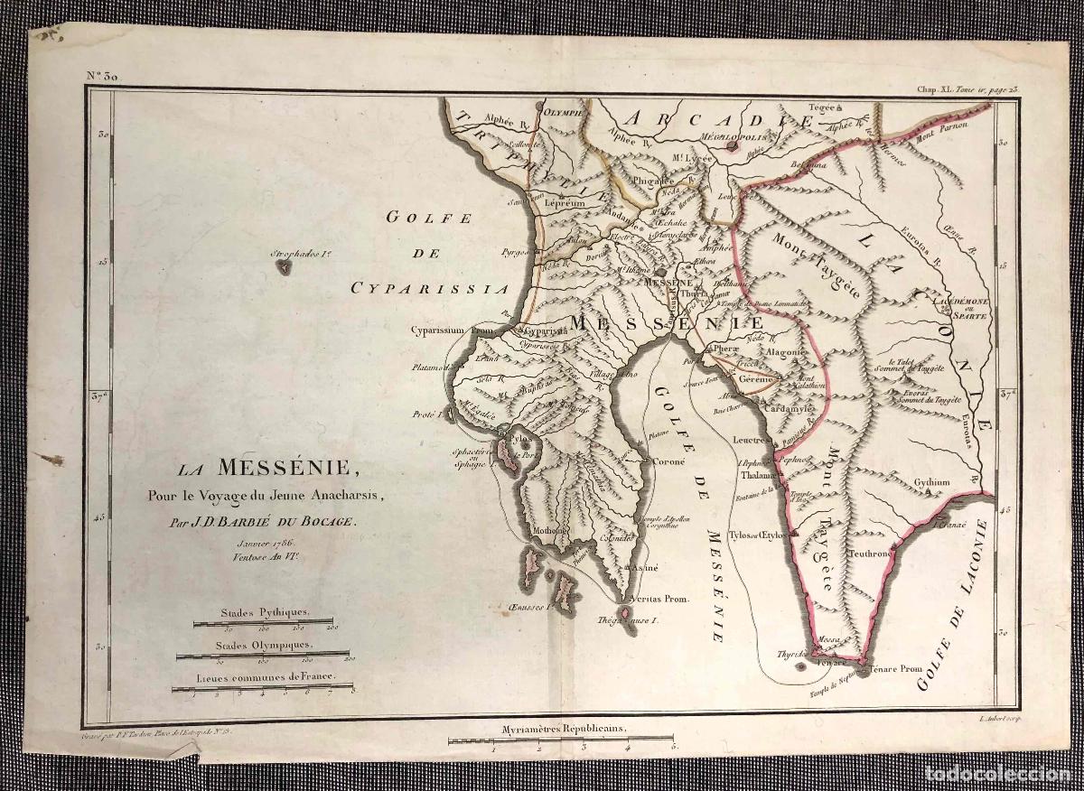 Arte: MAPA LA MESS&Eacute;NIE POUR LE VOYAGE DU JEUNE ANACHARSIS PAR J.D. BARBIE DU BOCAGE 1786