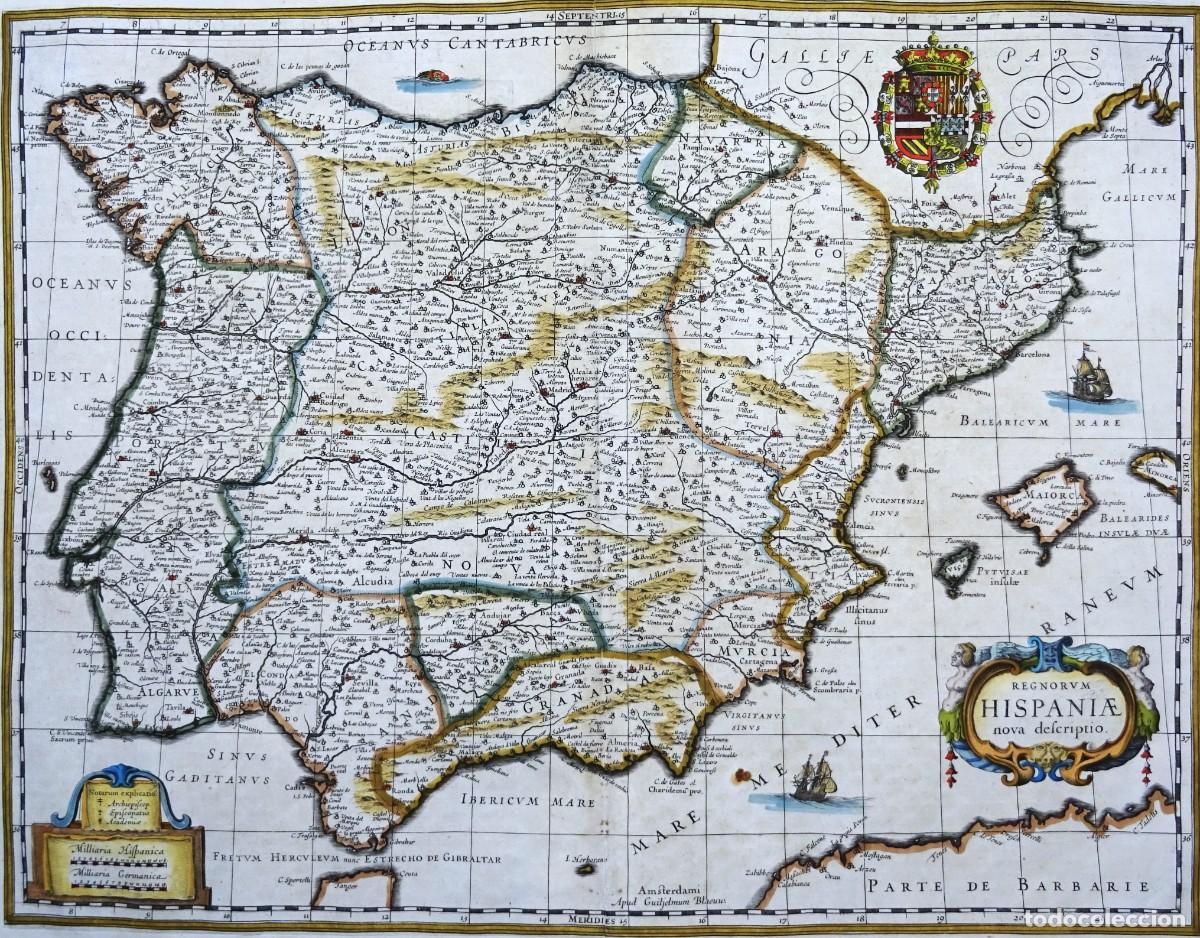 Arte: Espa&ntilde;a, Portugal, W. Blaeu, 1635, Regnorum Hispaniae nova descriptio