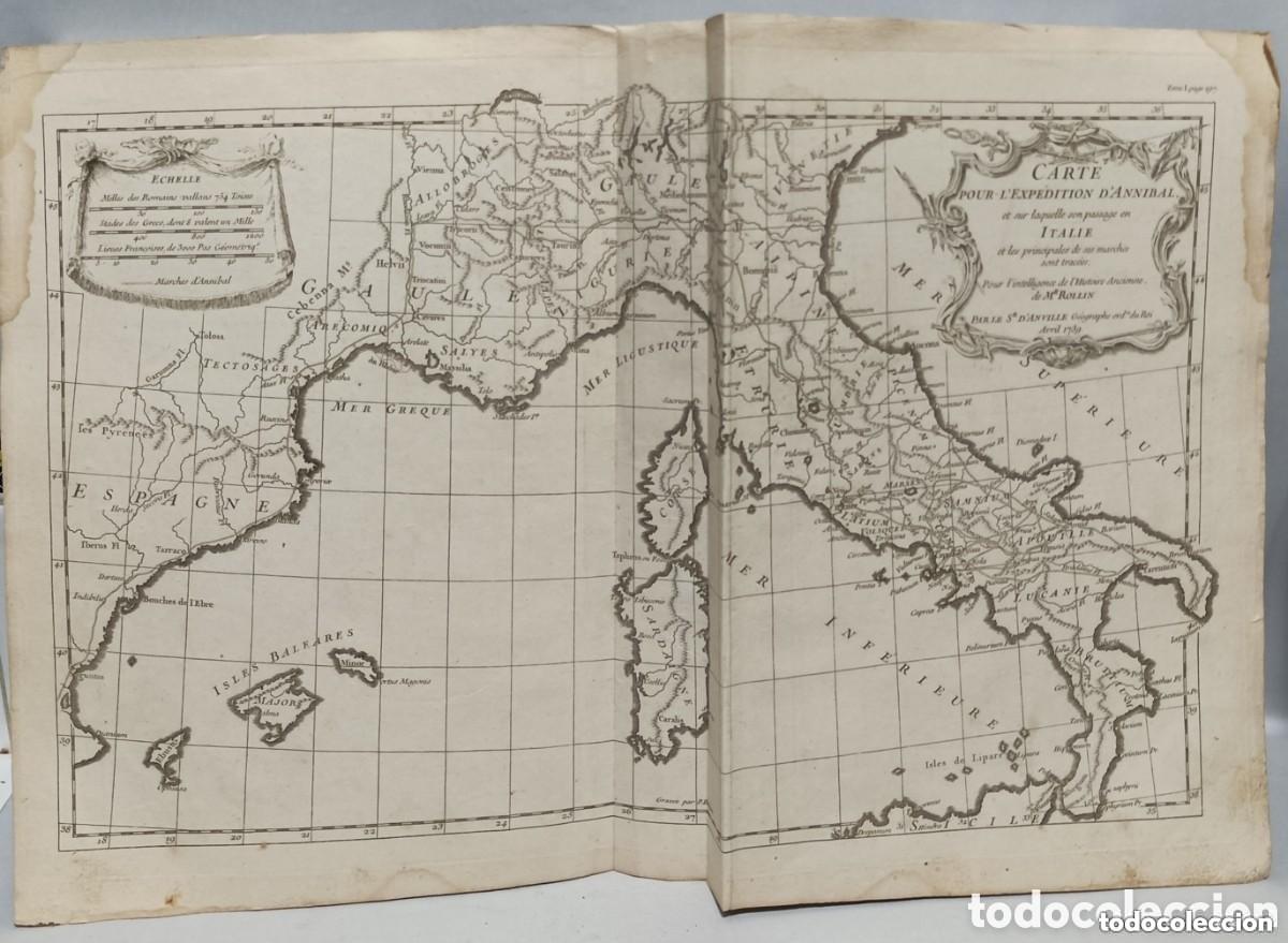 Arte: Carte pour L'Expedition D&acute;Annibal et sur laquelle son passage en Italie. Mapa de D&acute;Anville. A&ntilde;o 1739