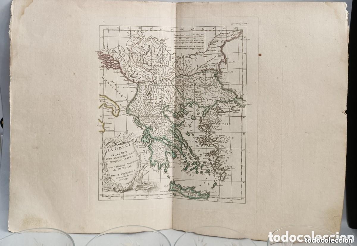 Arte: La Grece et les pays plus septentrionaux jusq&acute;au Danube. Mapa de Jean Baptiste D&acute;Anville. A&ntilde;o 1740
