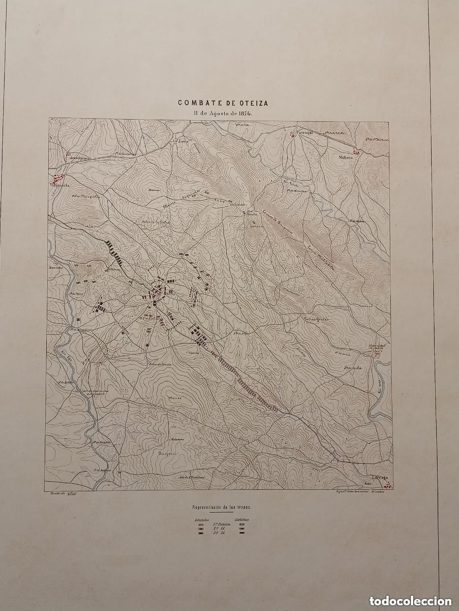 Arte: COMBATE DE OTEIZA 11 AGOSTO DE 1874. LITOGRAF&Iacute;A DEL DEP&Oacute;SITO DE LA GUERRA. NARRACI&Oacute;N GUERRA CARLISTA