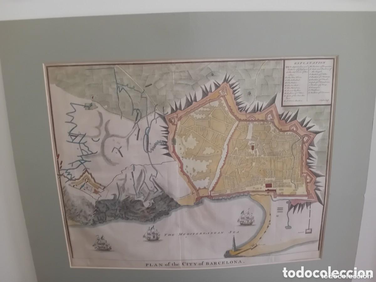 Arte: Antiguo plano ciudad de Barcelona a&ntilde;o 1745 mide 51x40 cm con certificado de autenticidad