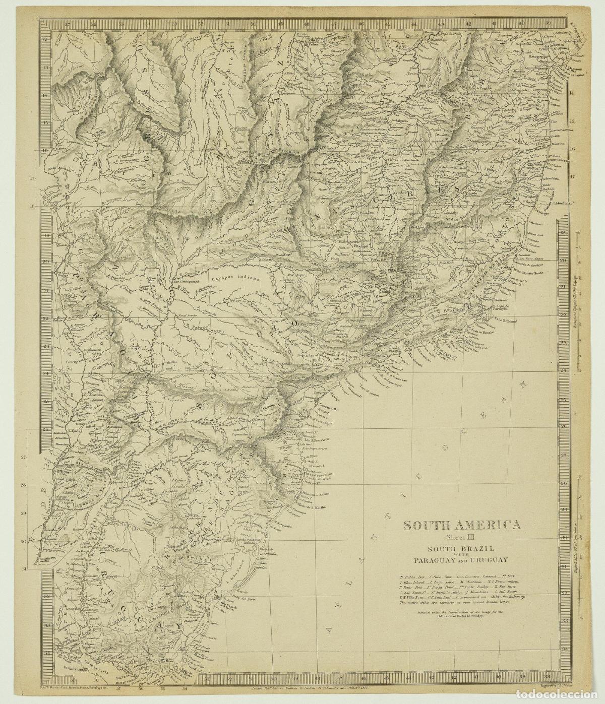 Arte: South America sheet III South Brazil with Paraguay and Uruguay - S.D.U.K. (Society for the Diffusion