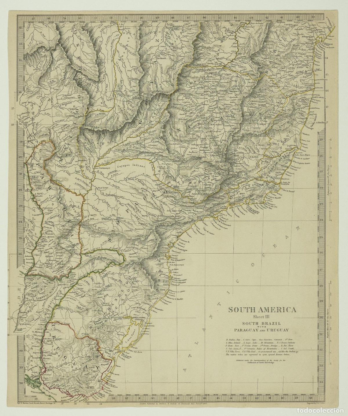 Arte: South America sheet III South Brazil with Paraguay and Uruguay - S.D.U.K. (Society for the Diffusion