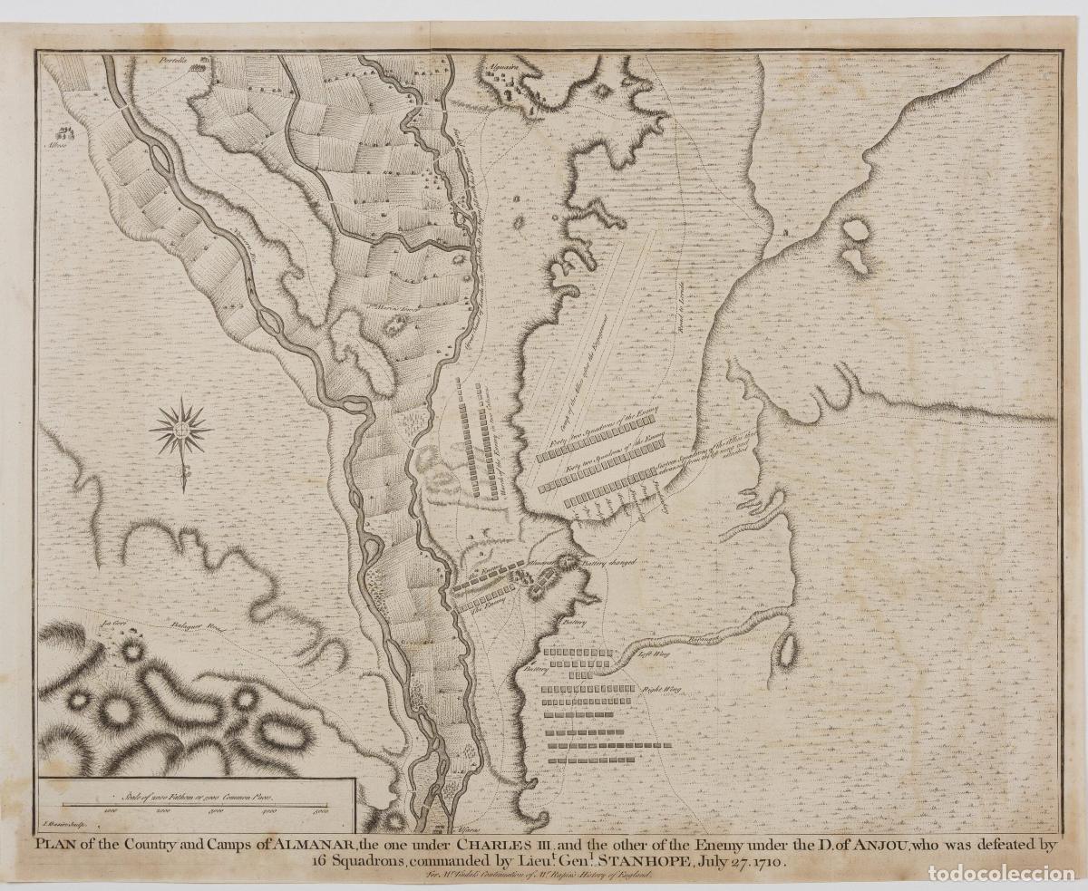 Arte: [Lerida] Plan of the Country and Camps of Almanar, the one under Charles III and the other of the En
