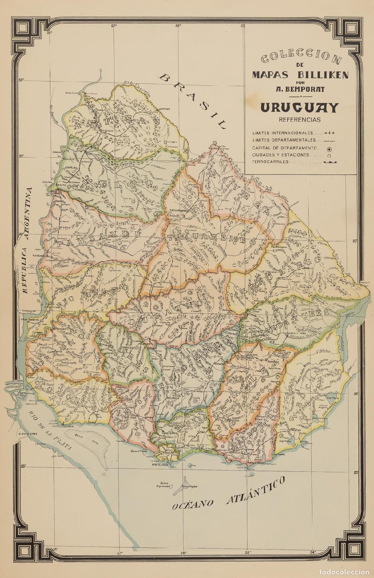 Arte: Uruguay Coleccion de mapas Billiken por A. Bemporat - Bemporat, Aquiles
