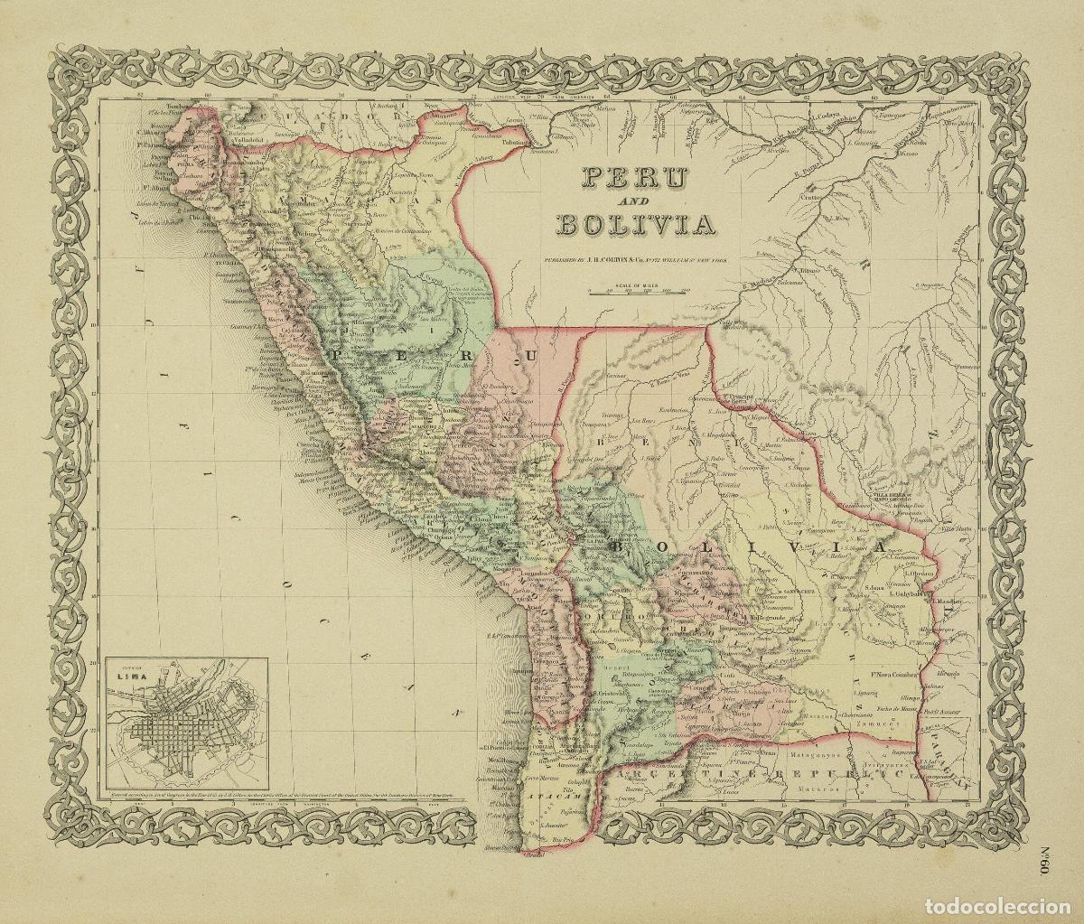 Arte: Colton's Peru and Bolivia - Colton, J. H.