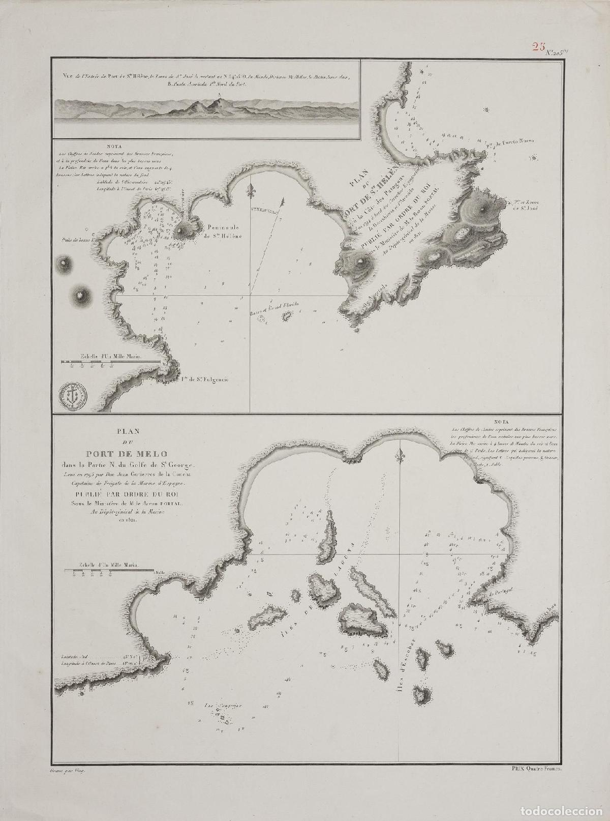 Kunst: Plan du Port de Ste. H&eacute;l&egrave;ne / Plan du Port de Melo - D&eacute;p&ocirc;t G&eacute;n&eacute;rale de la Marine