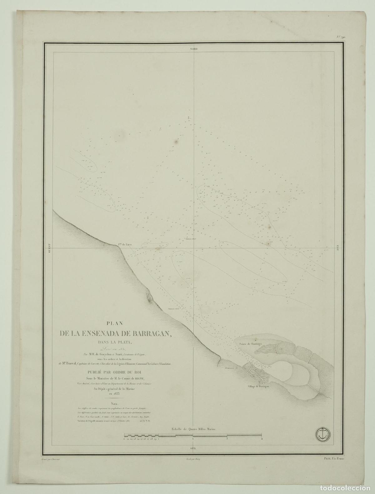 Kunst: Plan de la Ensenada de Barragan, dans La Plata - D&eacute;p&ocirc;t G&eacute;n&eacute;rale de la Marine