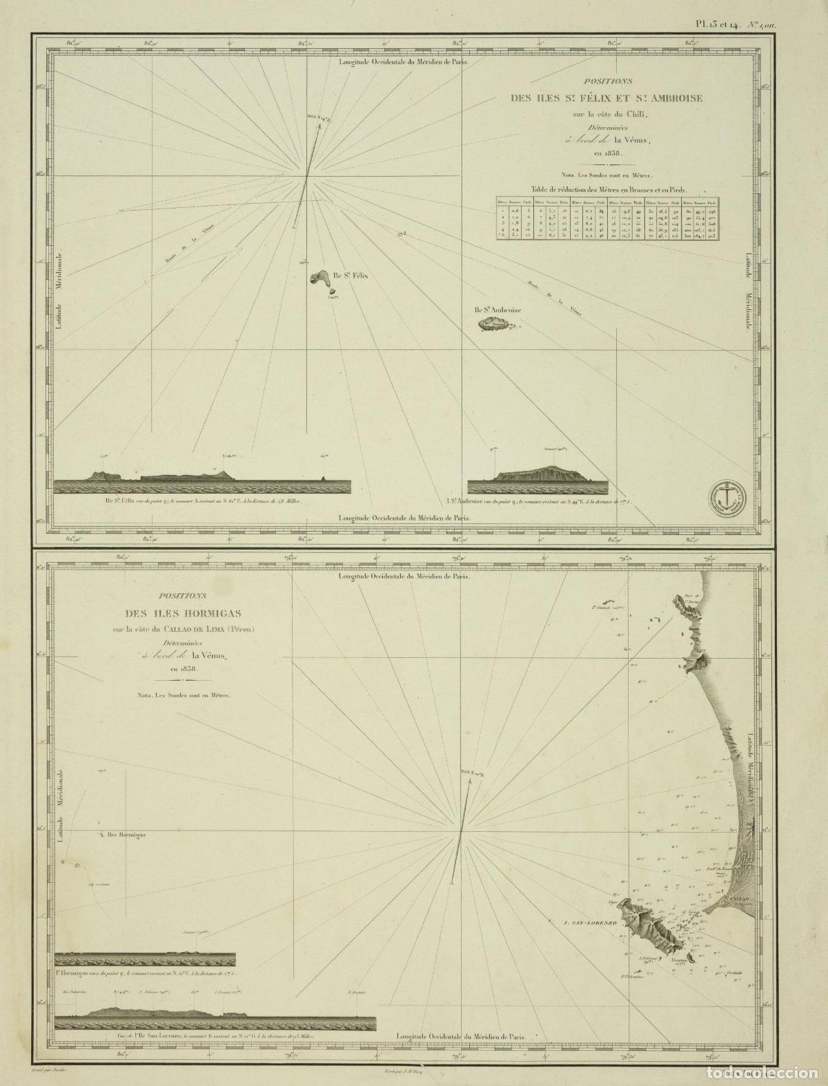 Kunst: Positions des Iles St. F&eacute;lix et St. Ambroise / Positions des iles&hellip; - D&eacute;p&ocirc;t G&eacute;n&eacute;rale de la Marine