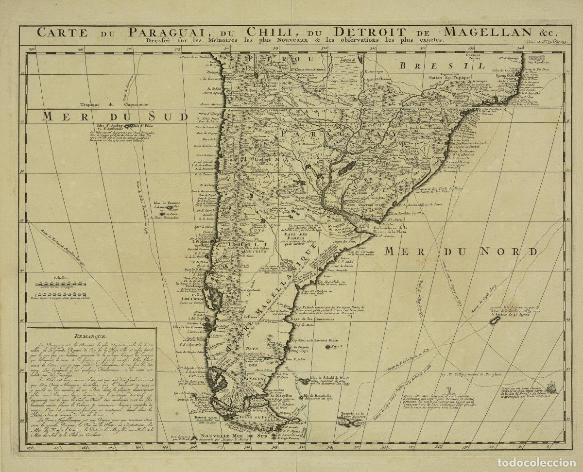 Arte: Carte du Paraguai, du Chili, du Detroit de Magellan & c. - Chatelain, Henri Abraham