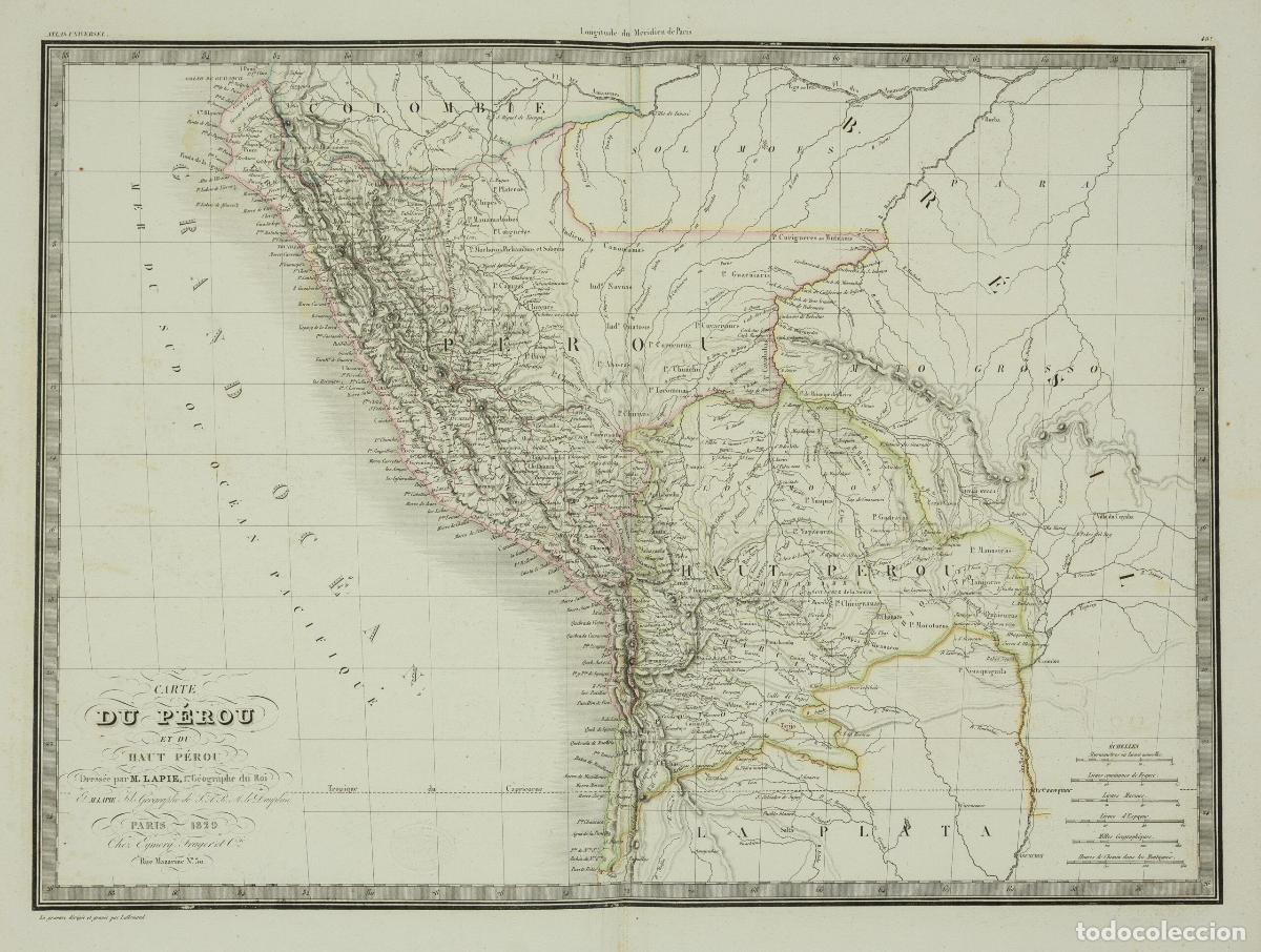 Kunst: Carte du P&eacute;rou et du Haut P&eacute;rou - Lapie, Pierre M.