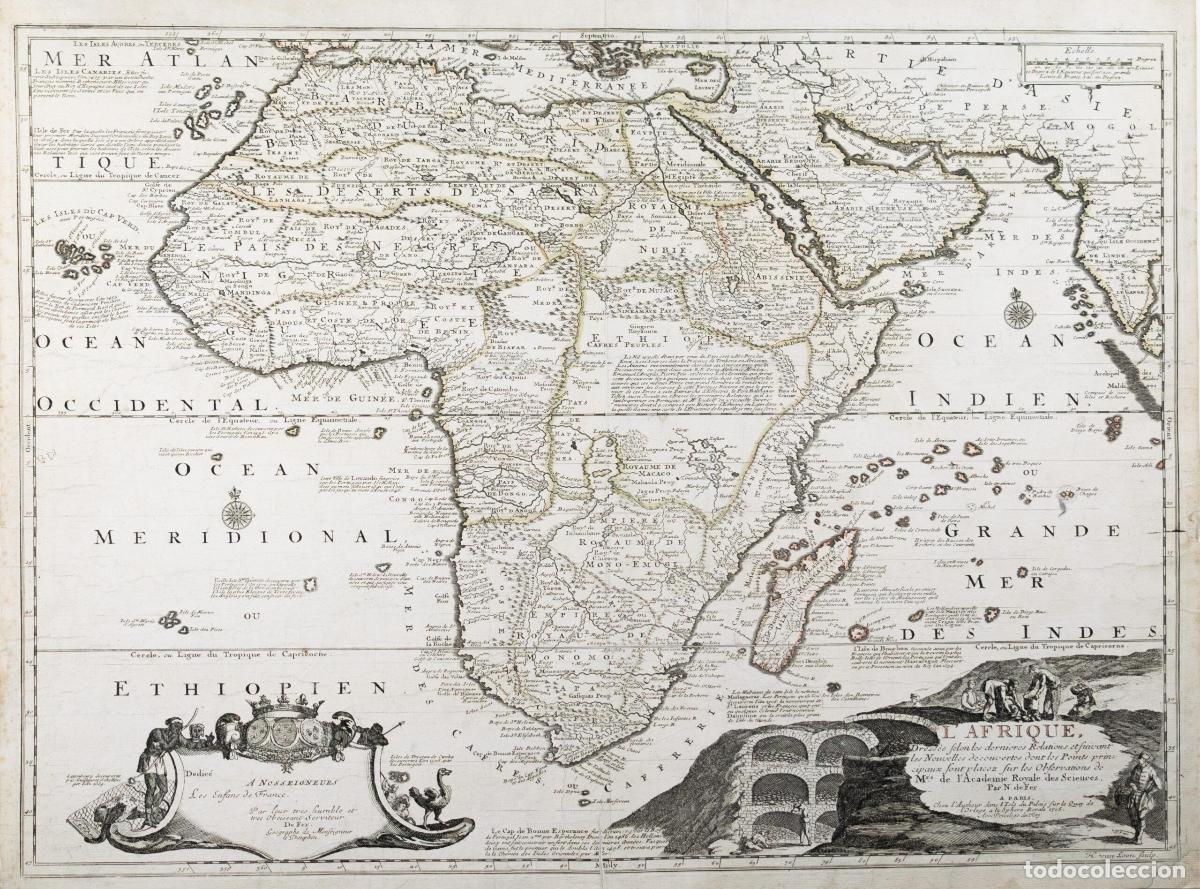 Kunst: L'Afrique, dress&eacute;e selon les dernieres relations et suivant les&hellip; - De Fer, Nicolas