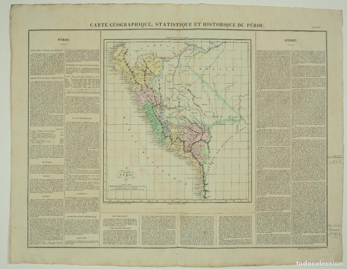 Kunst: Carte g&eacute;ographique, statistique et historique du P&eacute;rou - Buchon, J. A. C.