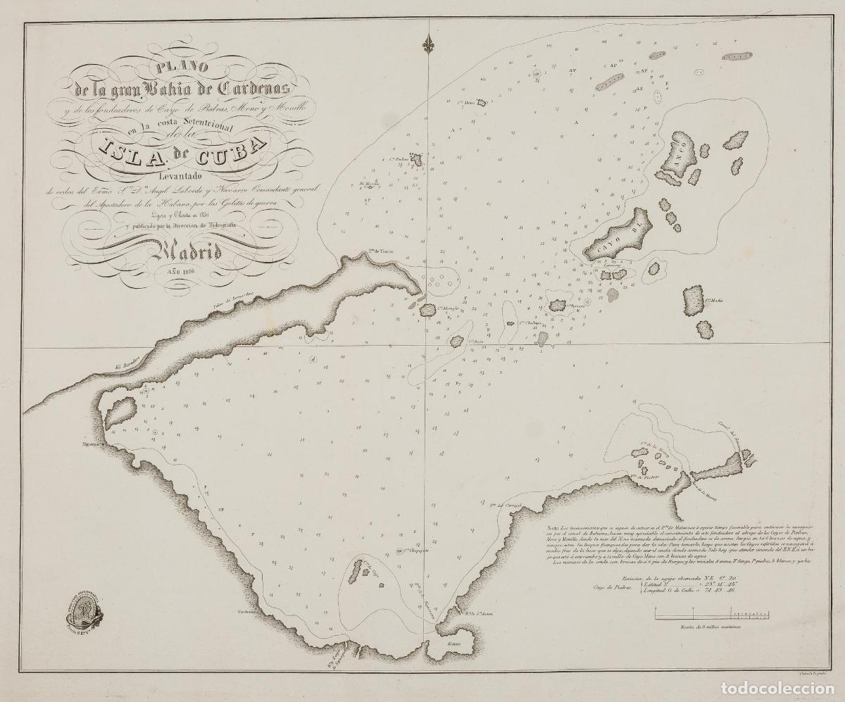 Arte: Plano de la gran Bahia de Cardenas y de los fondeaderos de Cayo de Piedras&hellip; - Direccion de Hidrograf