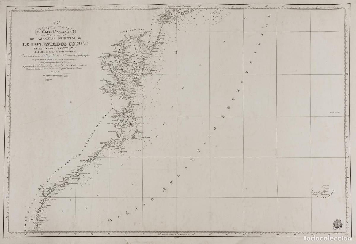 Art: Carta Esferica de las costas orientales de los Estados Unidos - Direccion de Hidrograf&iacute;a