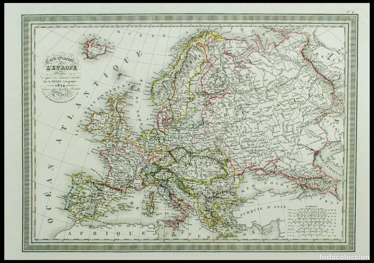 Art: Carte G&eacute;n&eacute;rale de l'Europe Divis&eacute;e d'apr&eacute;s les derniers Trait&eacute;s - Vivien, Louis