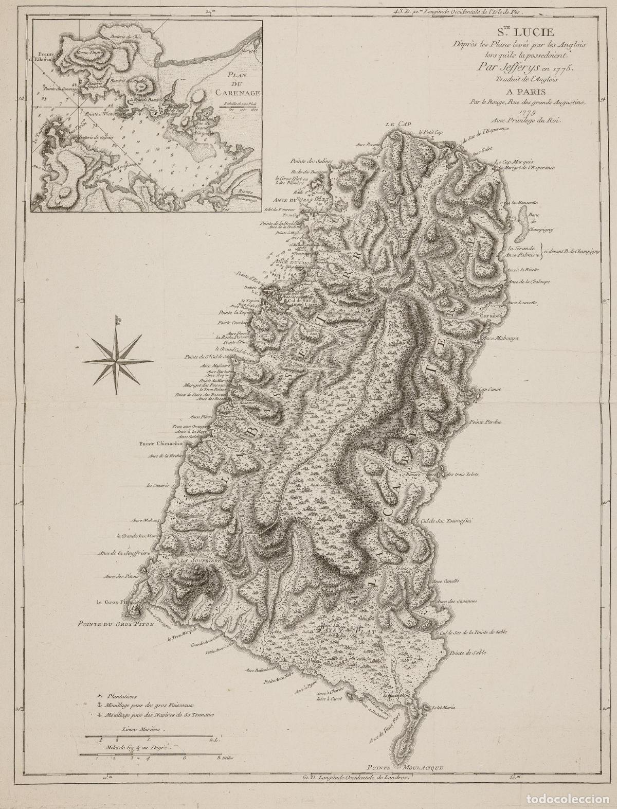 Art: Ste. Lucie D'apr&egrave;s les Plans lev&eacute;s par les Anglois lors qu'ils la poss&eacute;doient Par Jefferys en 1775 -