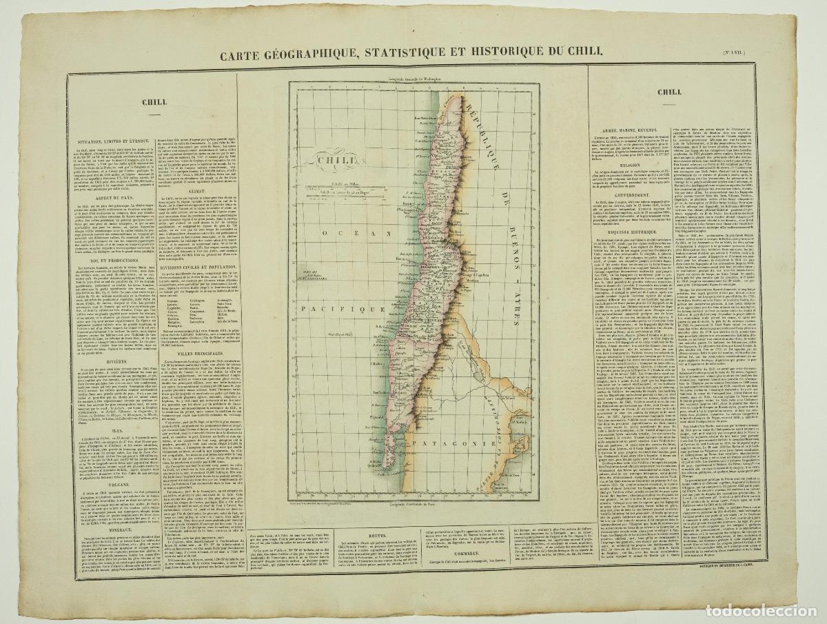 Art: Carte g&eacute;ographique, statistique et historique du Chili - Buchon, J. A. C.