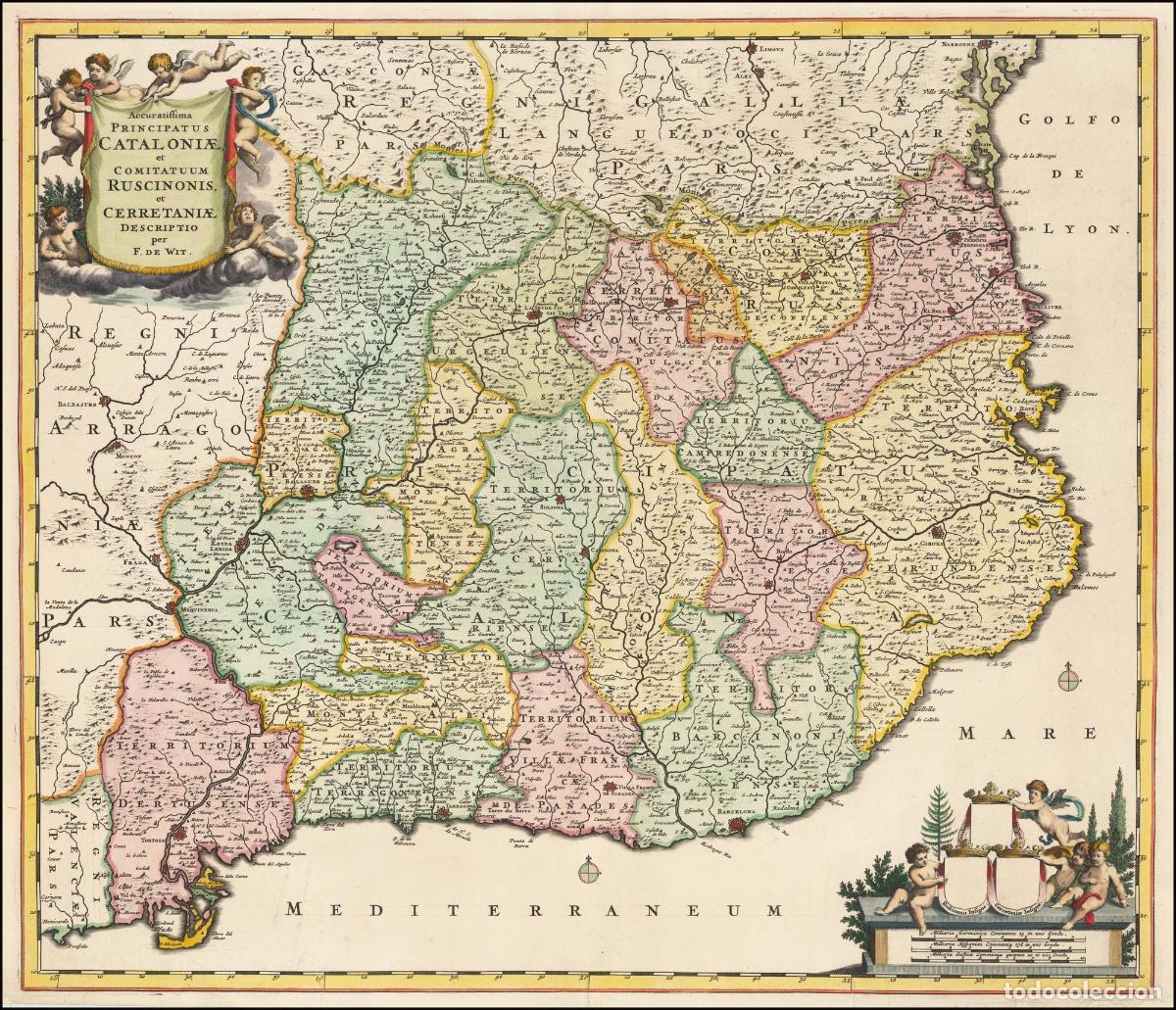 Art: [Mapa de Catalu&ntilde;a, Espa&ntilde;a] Accuratissima Principatus Cataloniae&hellip; - De Wit, Frederick