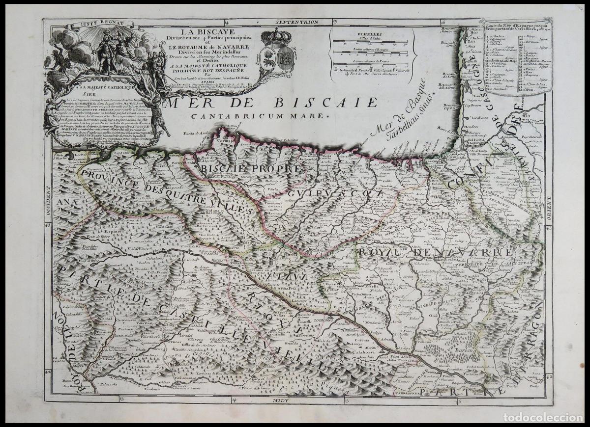 Art: [Primera edicion] La Biscaye Divis&eacute;e en ses 4 Parties principales et le Royaume de Navarre divis&eacute;e e