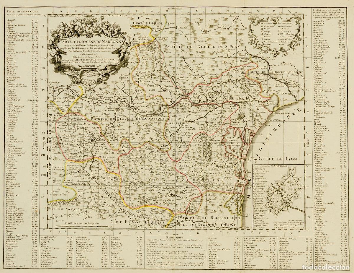 Art: Carte du Diocese de Narbonne - Delisle, Guillaume