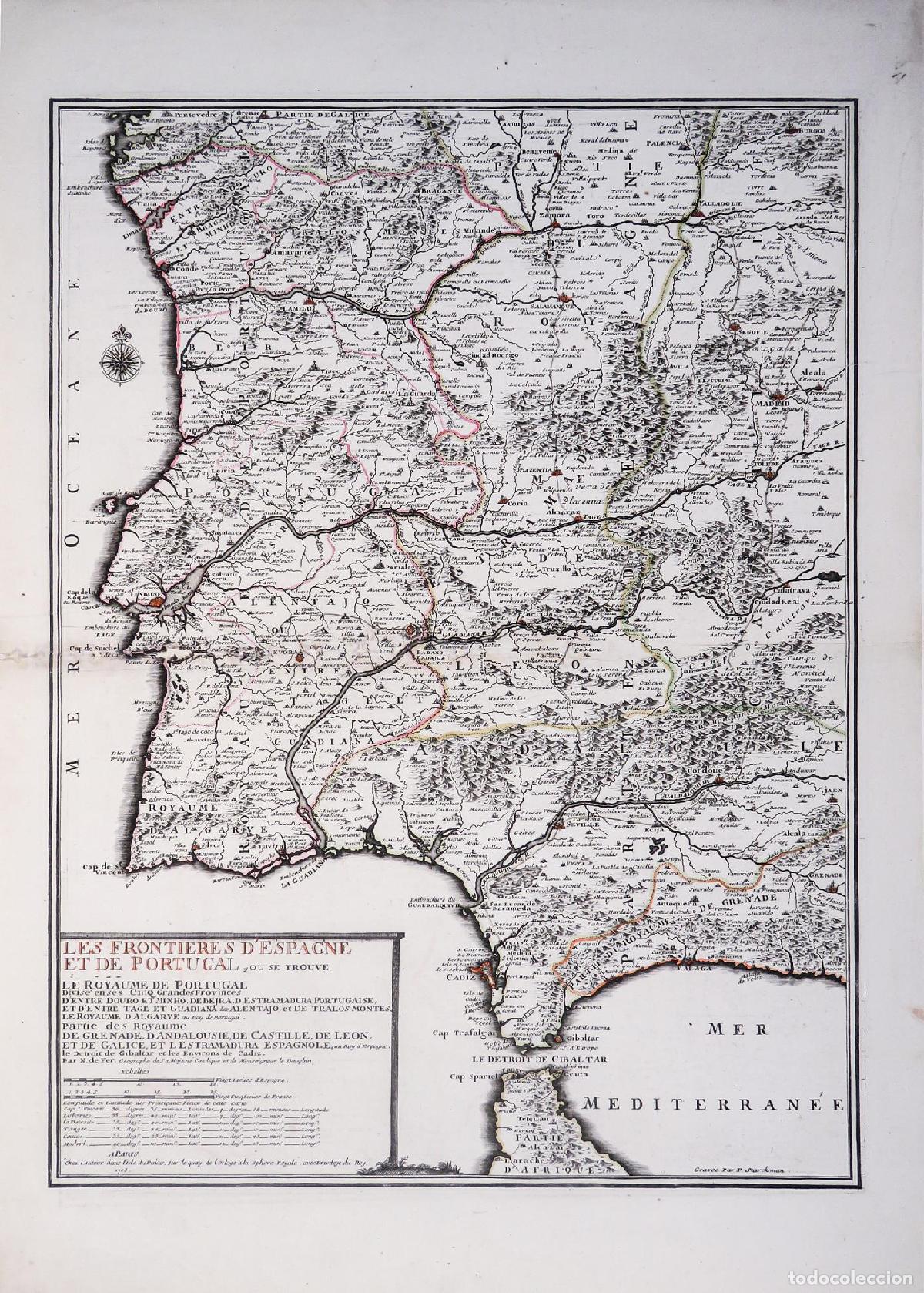 Art: Les Frontieres d'Espagne et de Portugal - De Fer, Nicolas