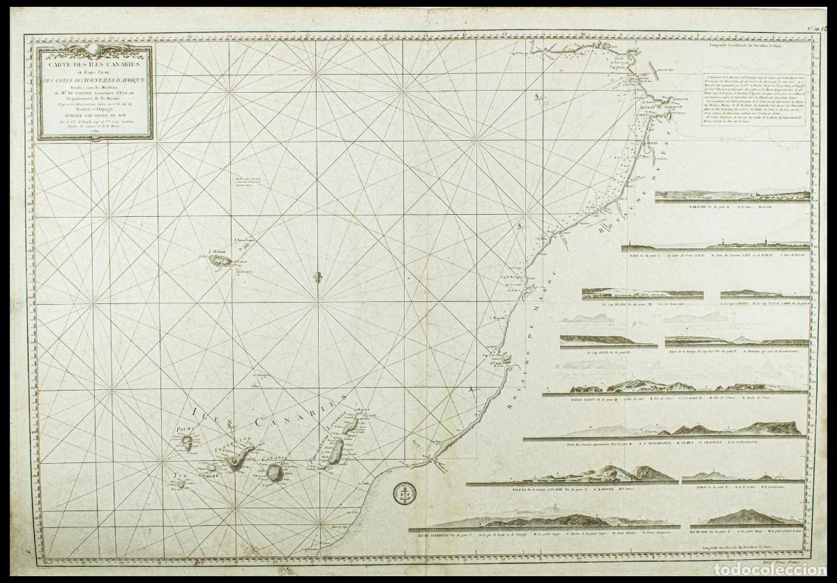 Art: Carte des &Icirc;les Canaries et d'une Partie des Cotes Occidentales d'Afrique - Borda