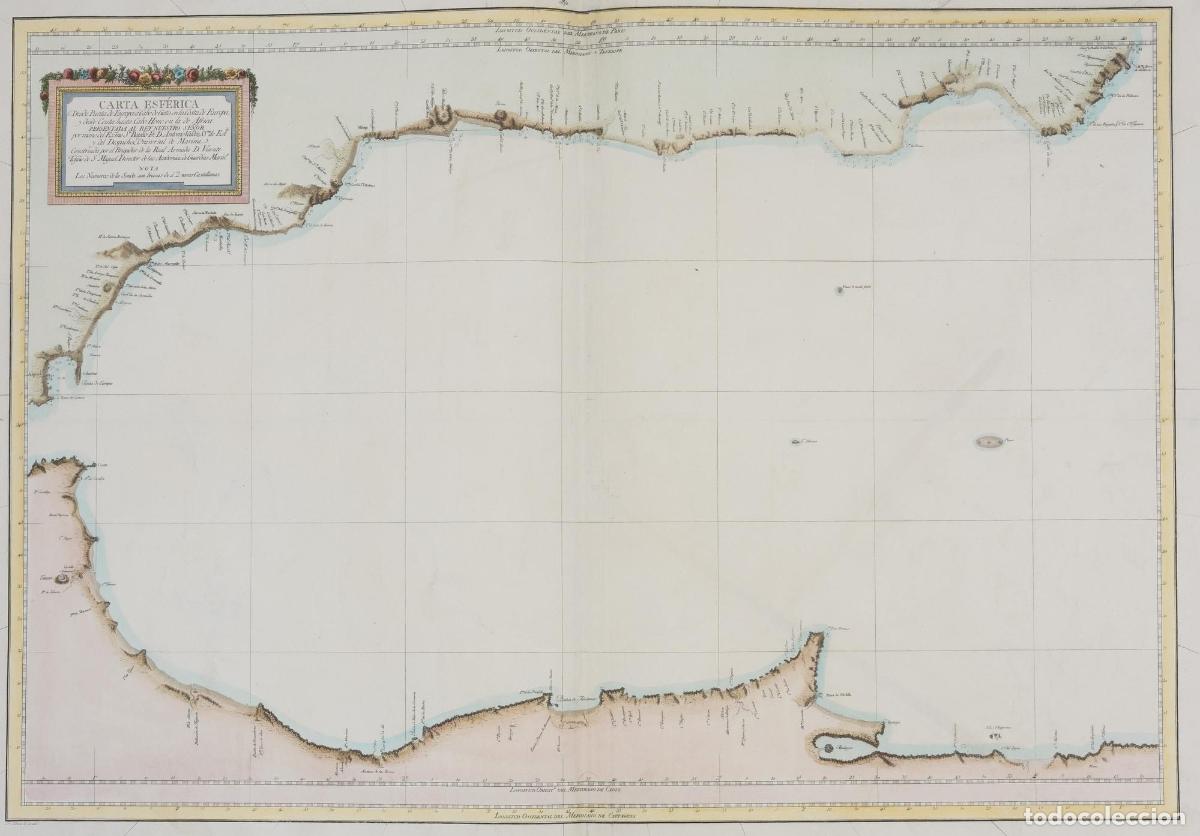 Arte: Carta Esf&eacute;rica Desde Punta de europa a Cabo de Gata - Tofi&ntilde;o de San Miguel, Vicente