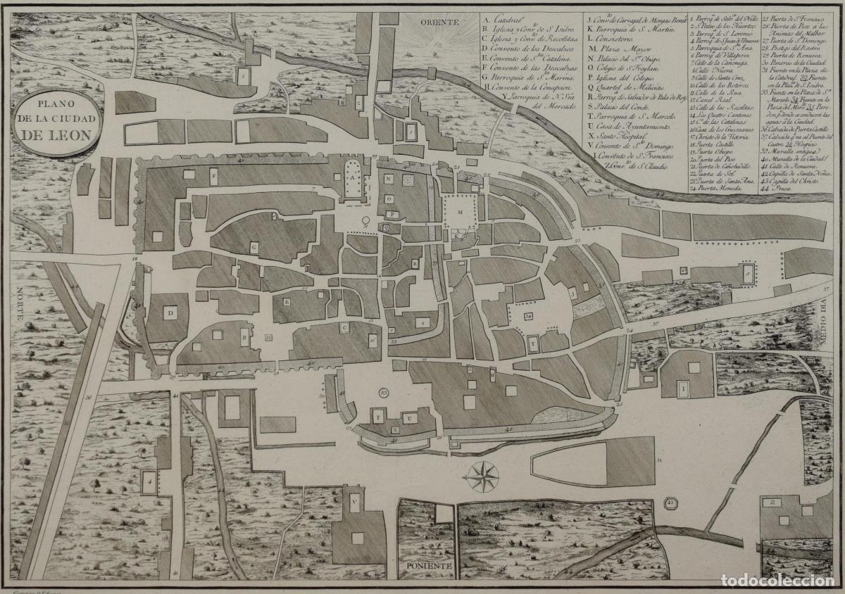 Arte: Plano de la ciudad de Leon - Risco, Manuel - Foto 1