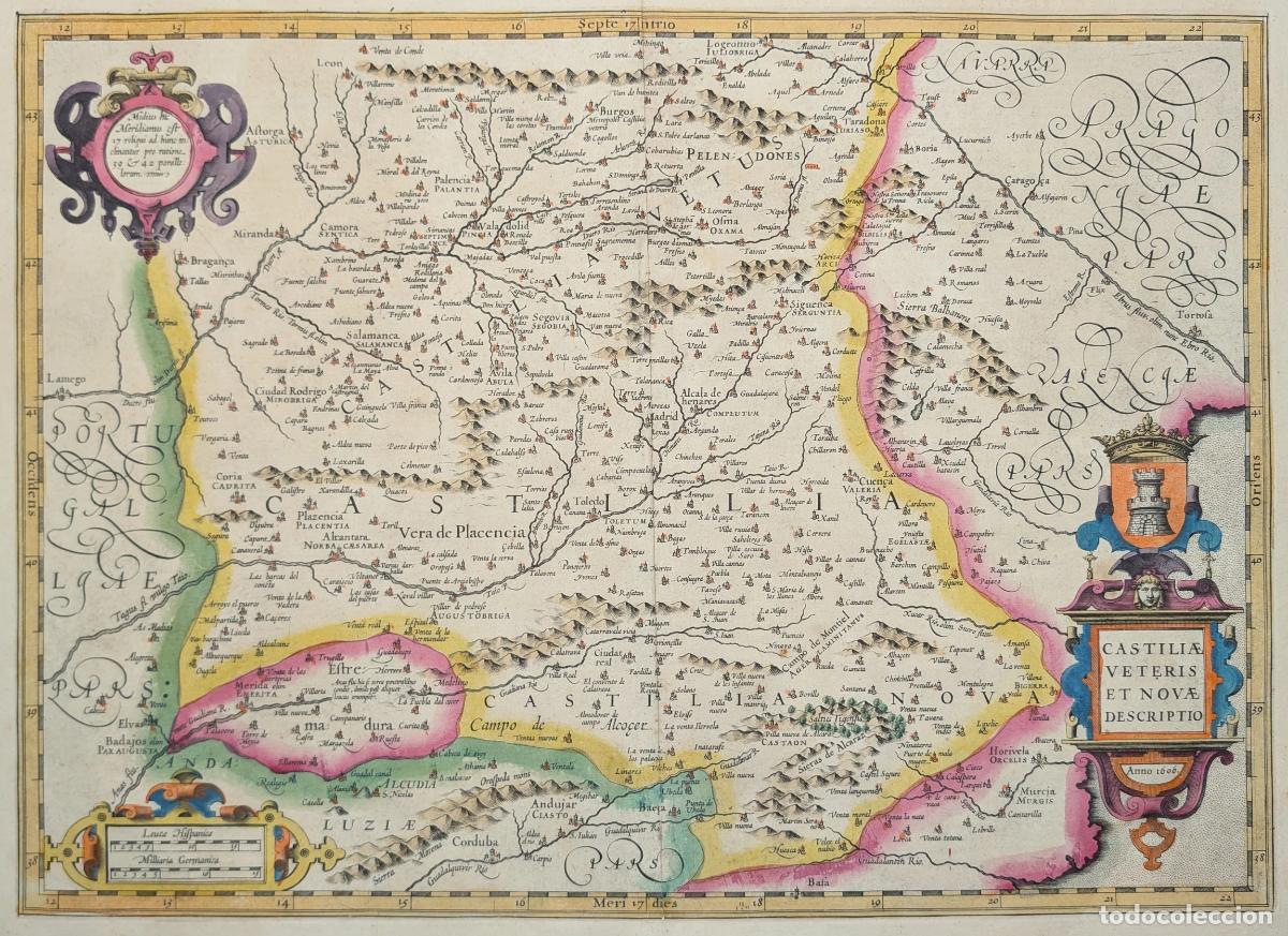 Art: Mapa del Oc&eacute;ano Atl&aacute;ntico Meridional: Castiliae Veteris et novae descriptio - Hondius, Henricus