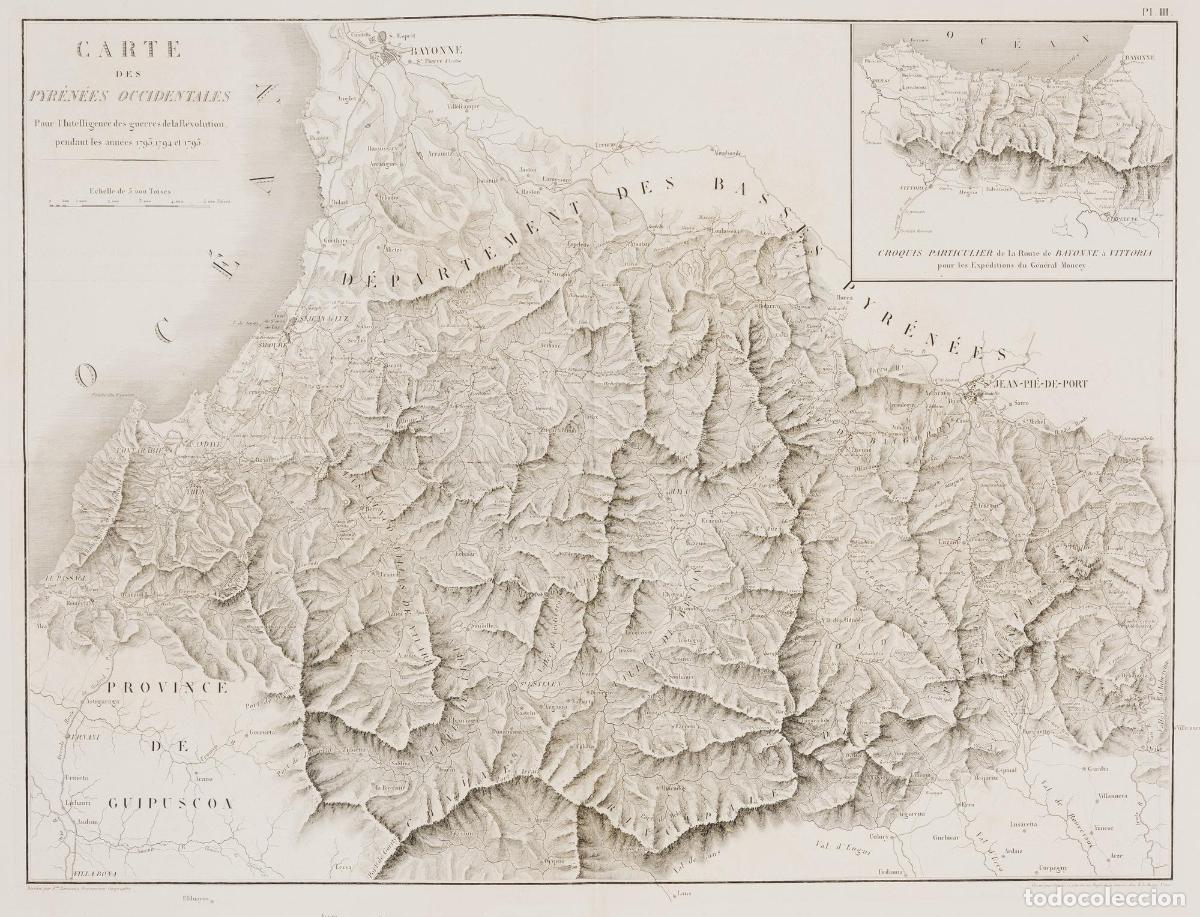 Art: [Navarra, Pa&iacute;s Vasco] Carte des Pyr&eacute;n&eacute;es Occidentales Pour l'Intelligence des guerres de la R&eacute;voluti