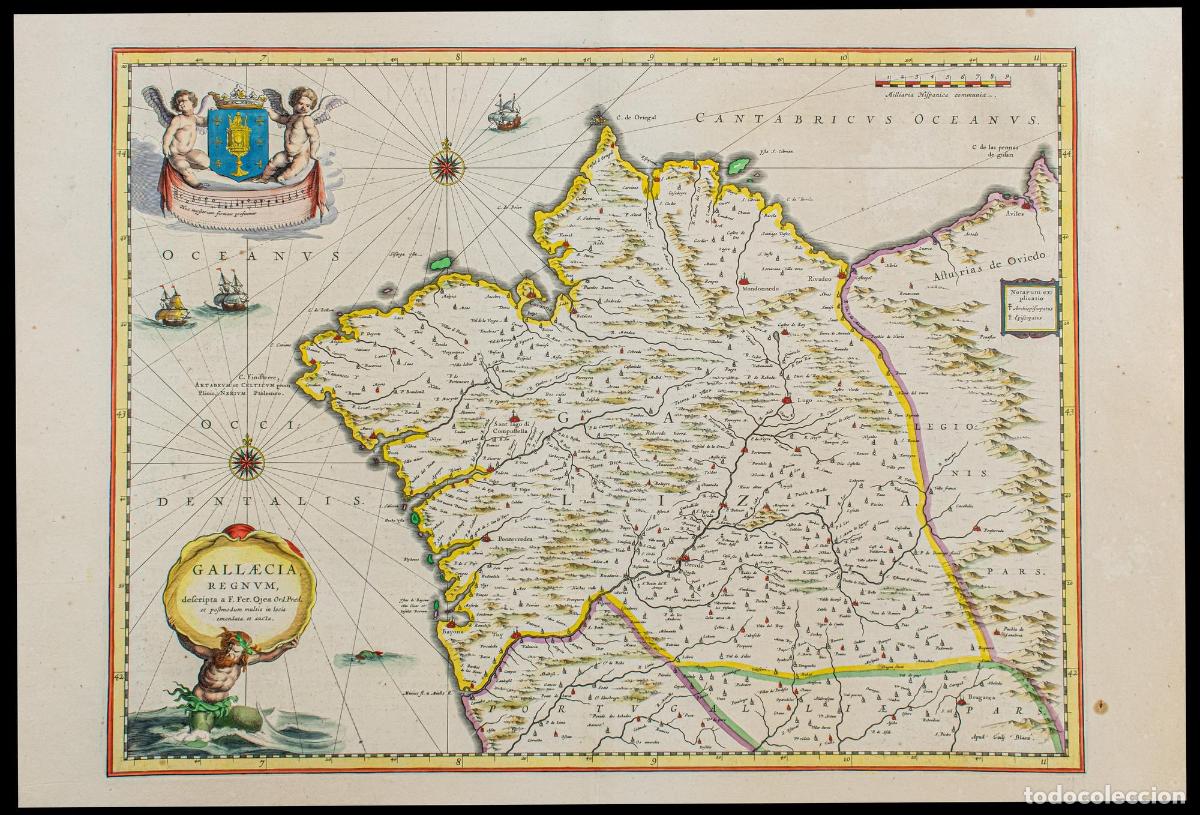 Art: [Mapa de Galicia, Espa&ntilde;a] Gallaecia Regnum descripta a F.Fer. Ojea Ord. Pred. - Blaeu, Willem Janszo