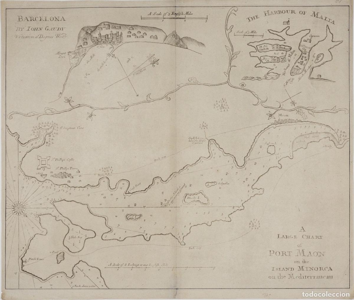 Art: A large chart of Port Maon on the Island Minorca - Gaudy / Page / Mount
