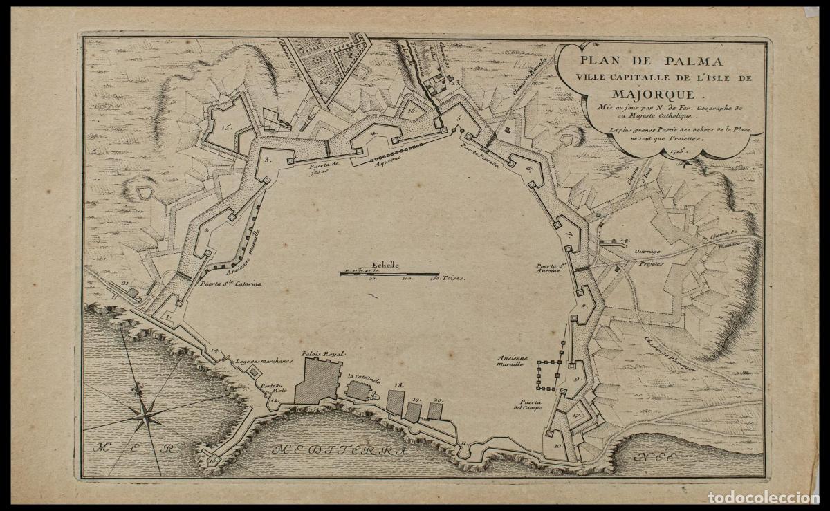 Art: Mapa de Chile: Plan de Palma ville capitalle de l'Isle de Majorque - De Fer, Nicolas