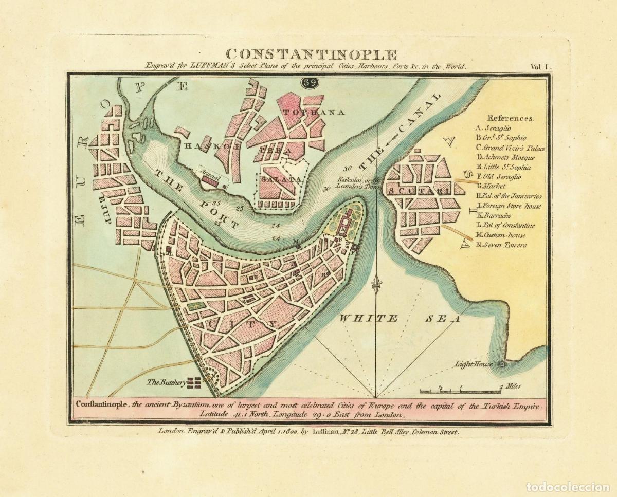 Arte: [Mapa de Estanbul, Turqu&iacute;a] Constantinople - Luffman, John