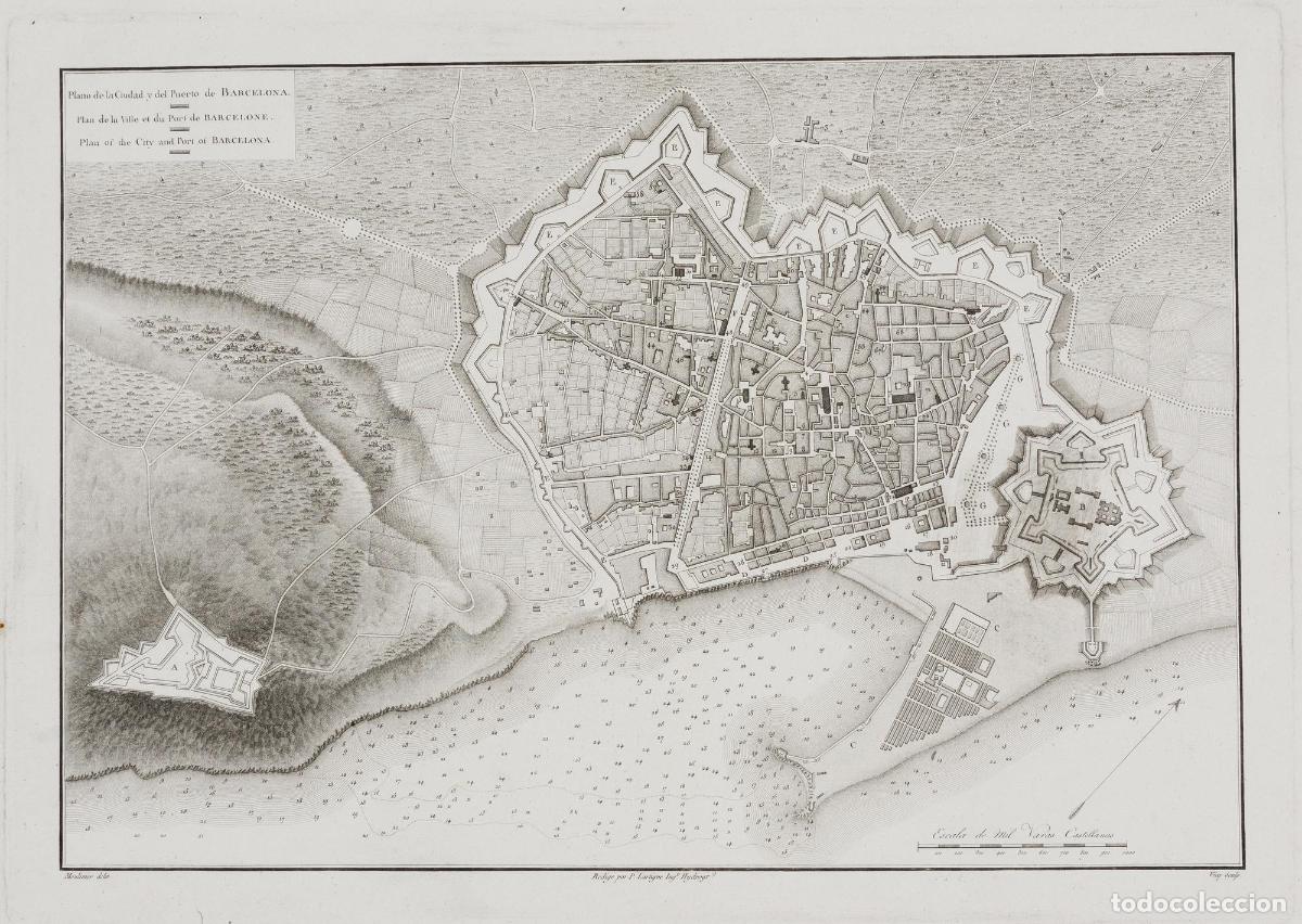 Arte: Plano de la Ciudad y del Puerto de Barcelona - Laborde, Alexandre de