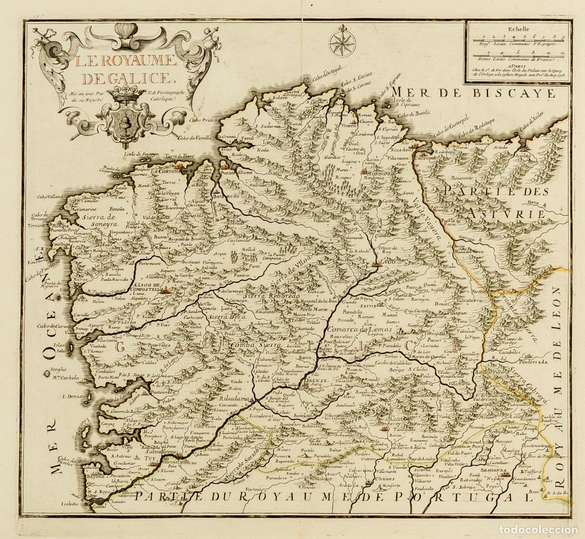 Arte: [Mapa de Galicia, Espa&ntilde;a] Le Royaume De Galice - De Fer, Nicolas